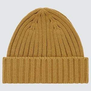 UNIQLO HeatTech Ribbed Beanie Yellow Knit Touque